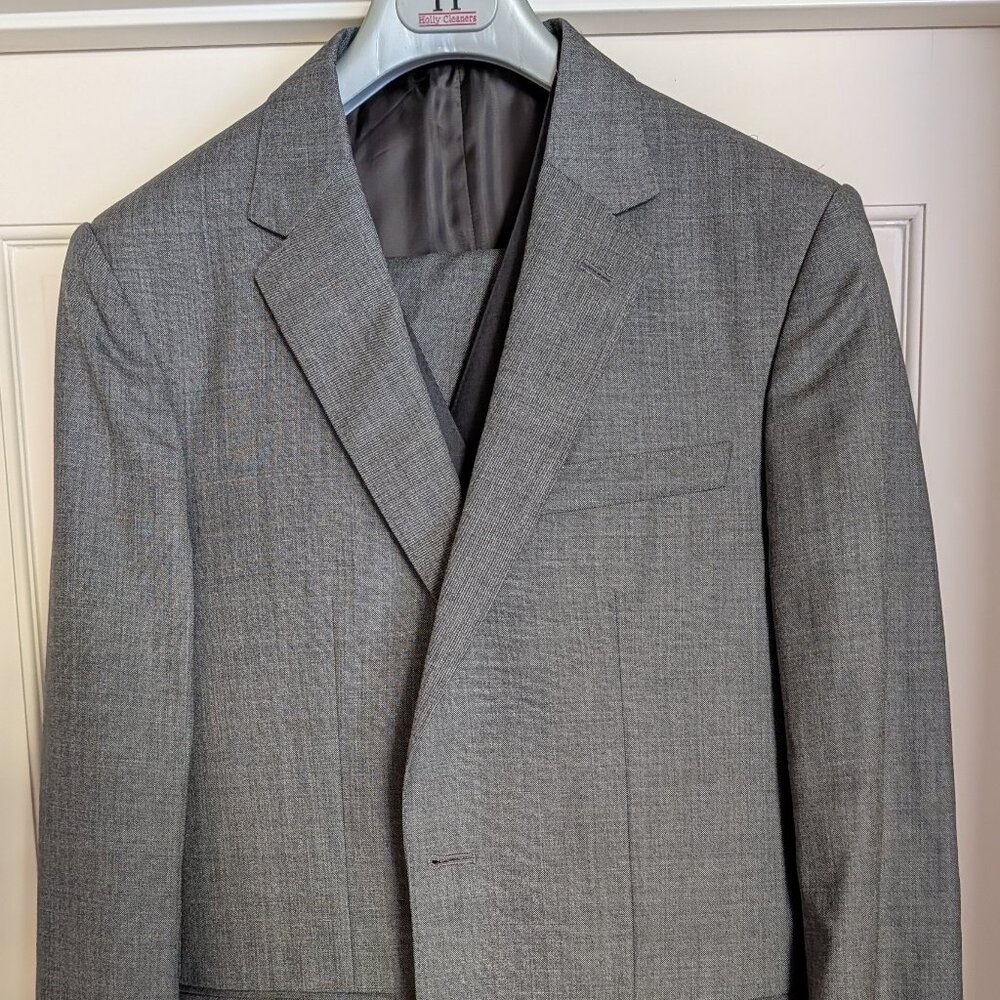 NWOT Lutwyche Savile Row 3-Piece Light Gray Wool Full Canvas Suit England 40R